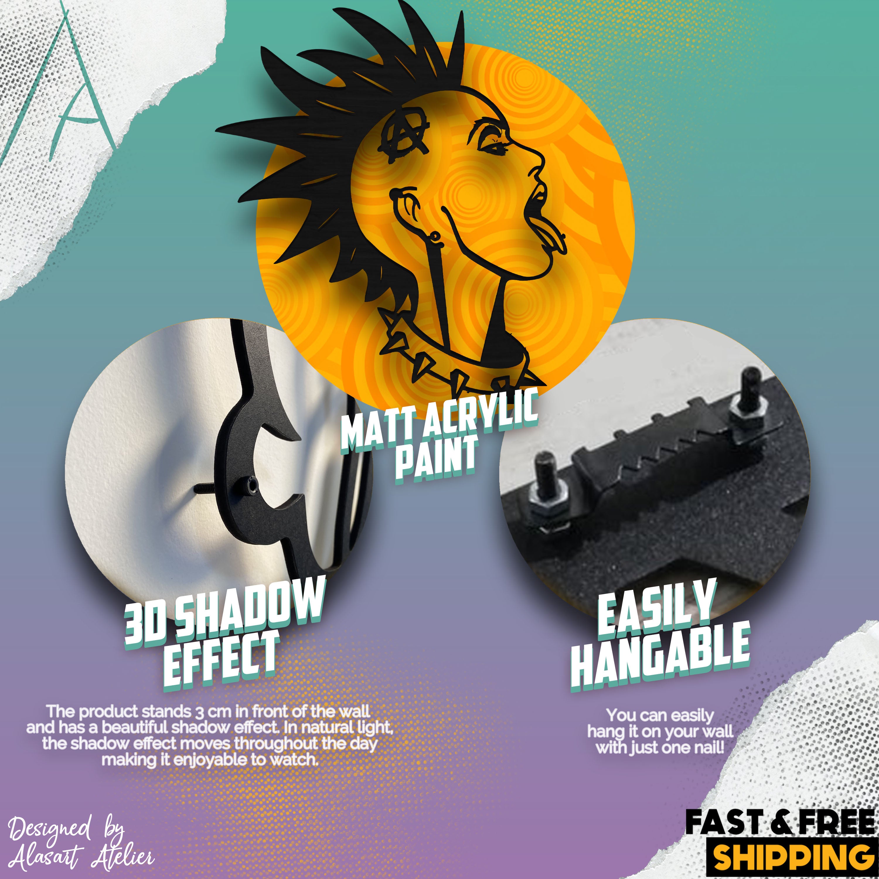 Anarchy Girl Ahşap Duvar Dekoru