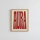 AURA Kırmızı Retro Tipografi Posteri