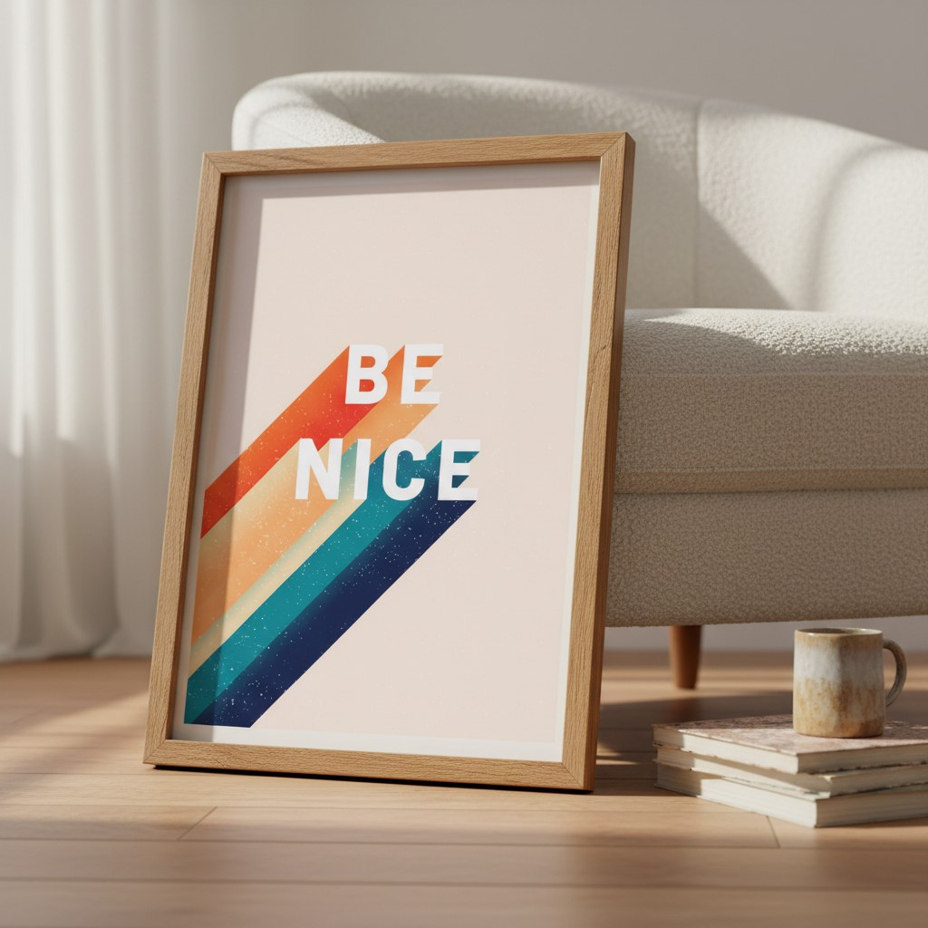 Be Nice retro posteri elde tutularak ölçü karşılaştırması