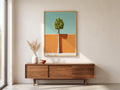 White Trunk Palm and Orange Wall Minimalist Poster