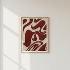 Bordo Akışkan Soyut Desenli Retro Poster