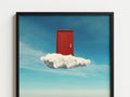 Red Door on Cloud Surreal Sky Poster