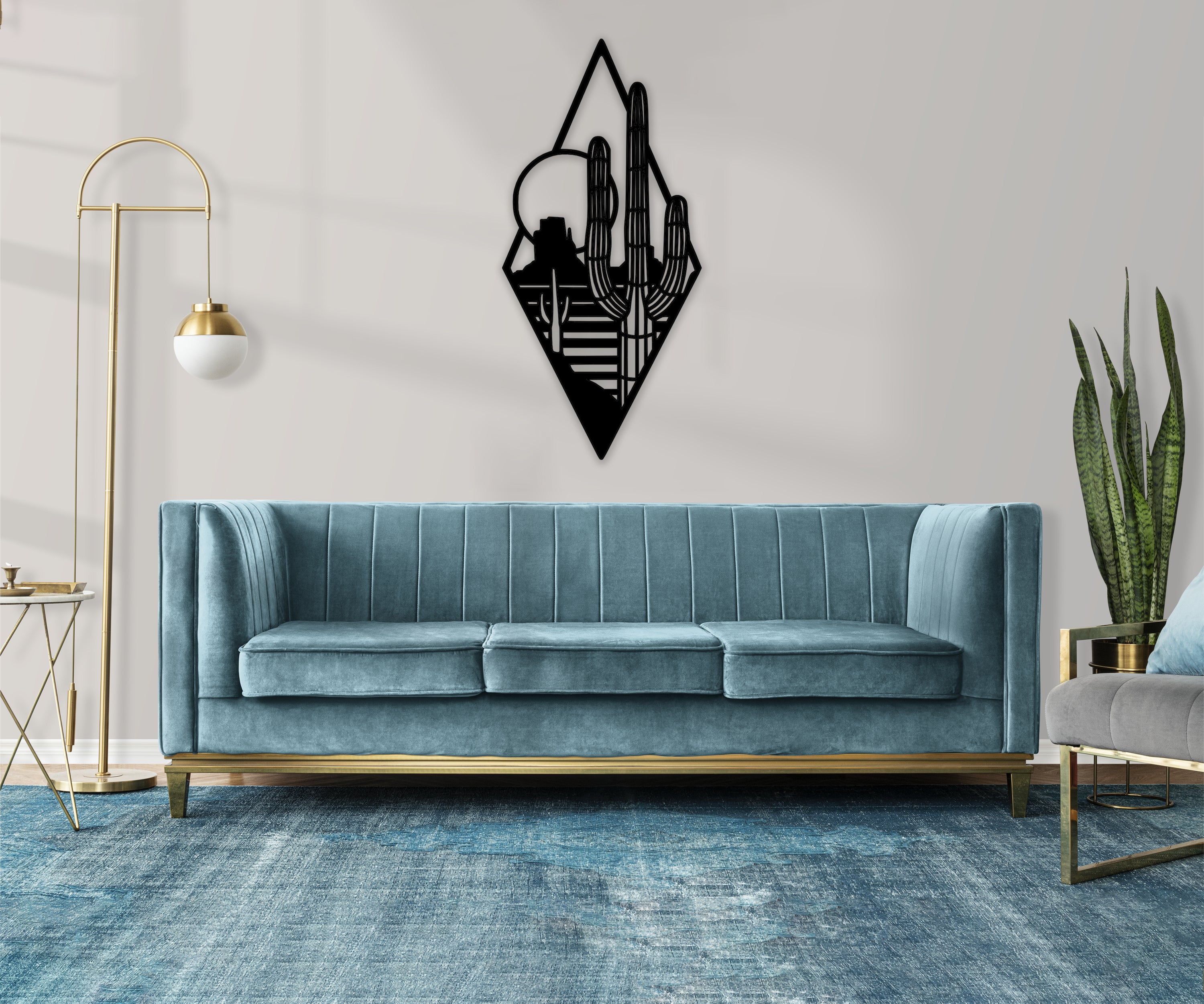 Günbatımı Kaktüs Ahşap Duvar Dekoru