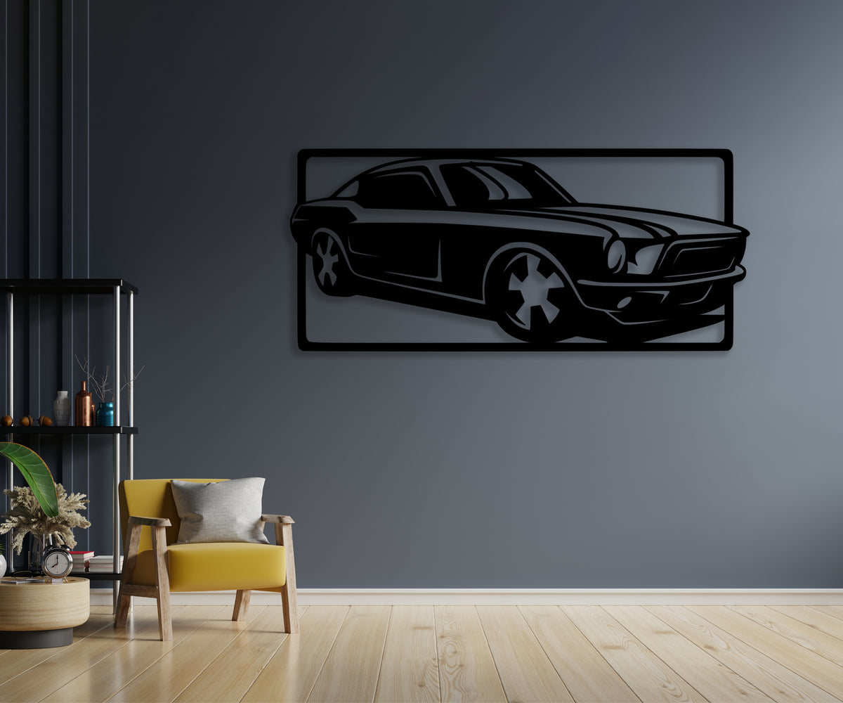 Mustang araba temalı ahşap duvar dekoru, ürün görünümü