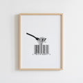 Spaghetti on a Fork and Barcode Minimalist Kitchen Poster