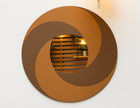 Chromium Detailed Decorative Round Wall Mirror - Chestnut and Caramel