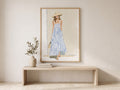 Illustrations-Poster einer Frau mit gestreiftem Kleid und Strohhut