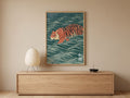 Wellenbrechender Tiger Ukiyo-e Stil Japanisches Poster