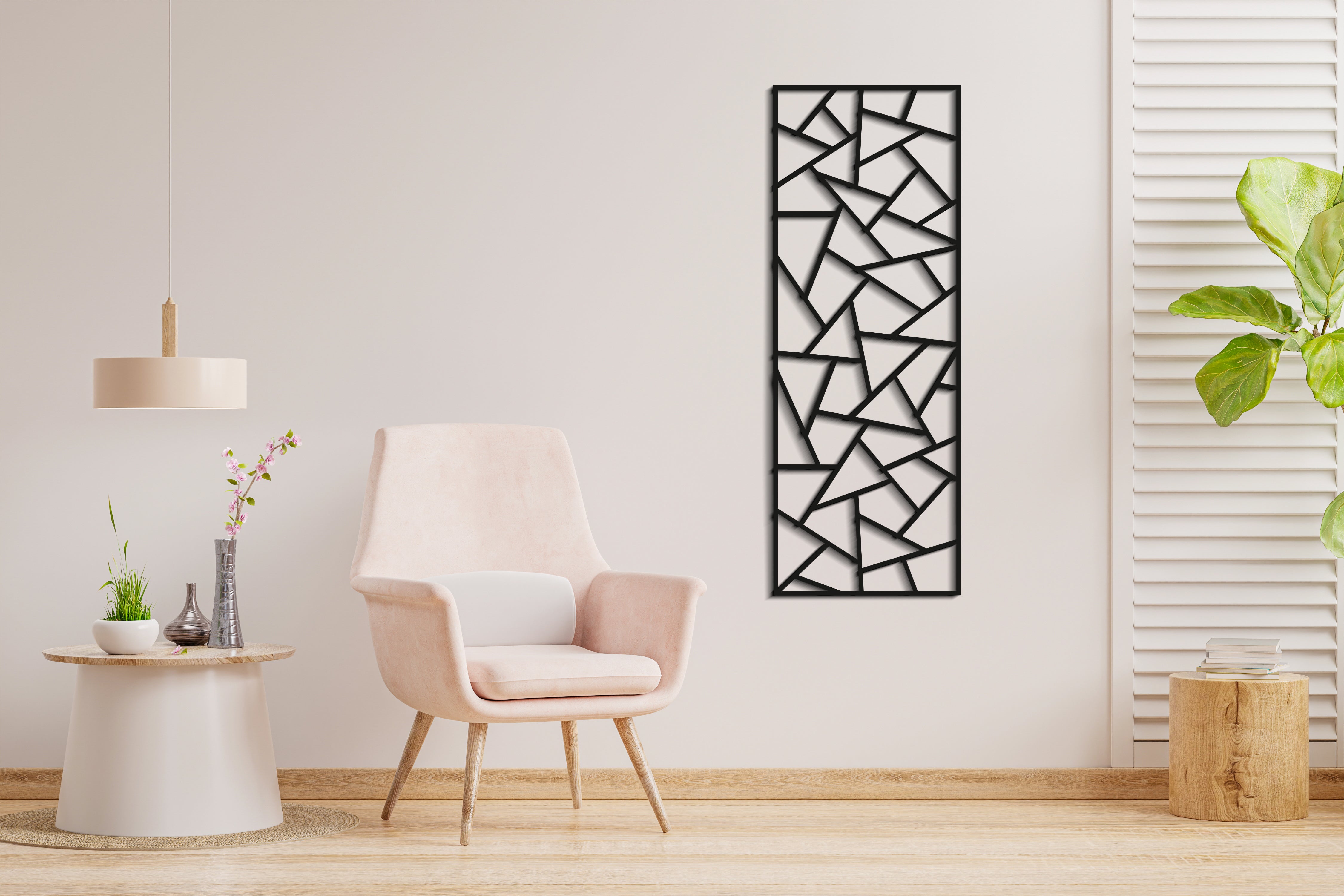 3’lü Geometrik Ahşap Duvar Paneli