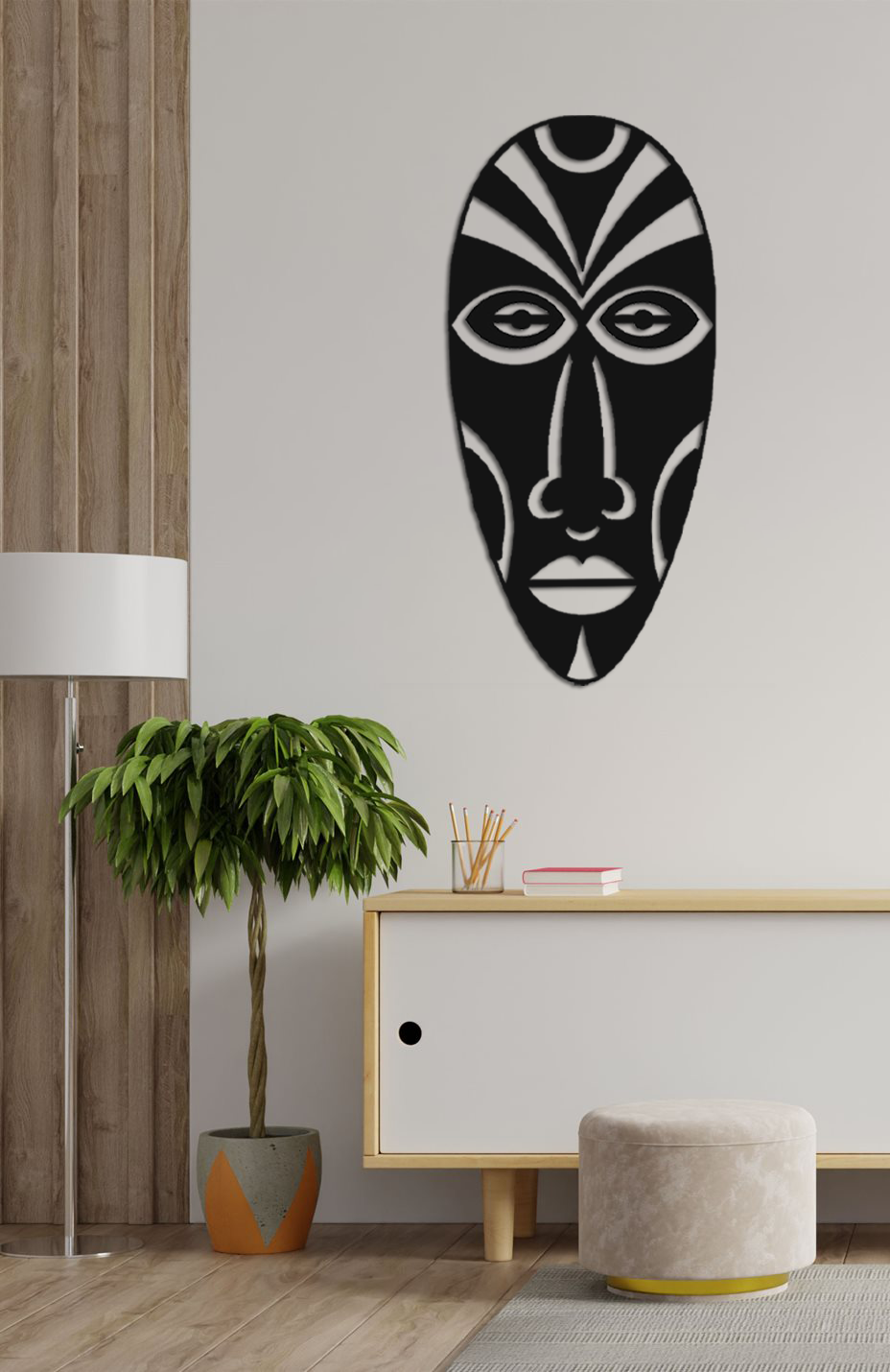 Afrika Maskesi Ahşap Duvar Dekoru