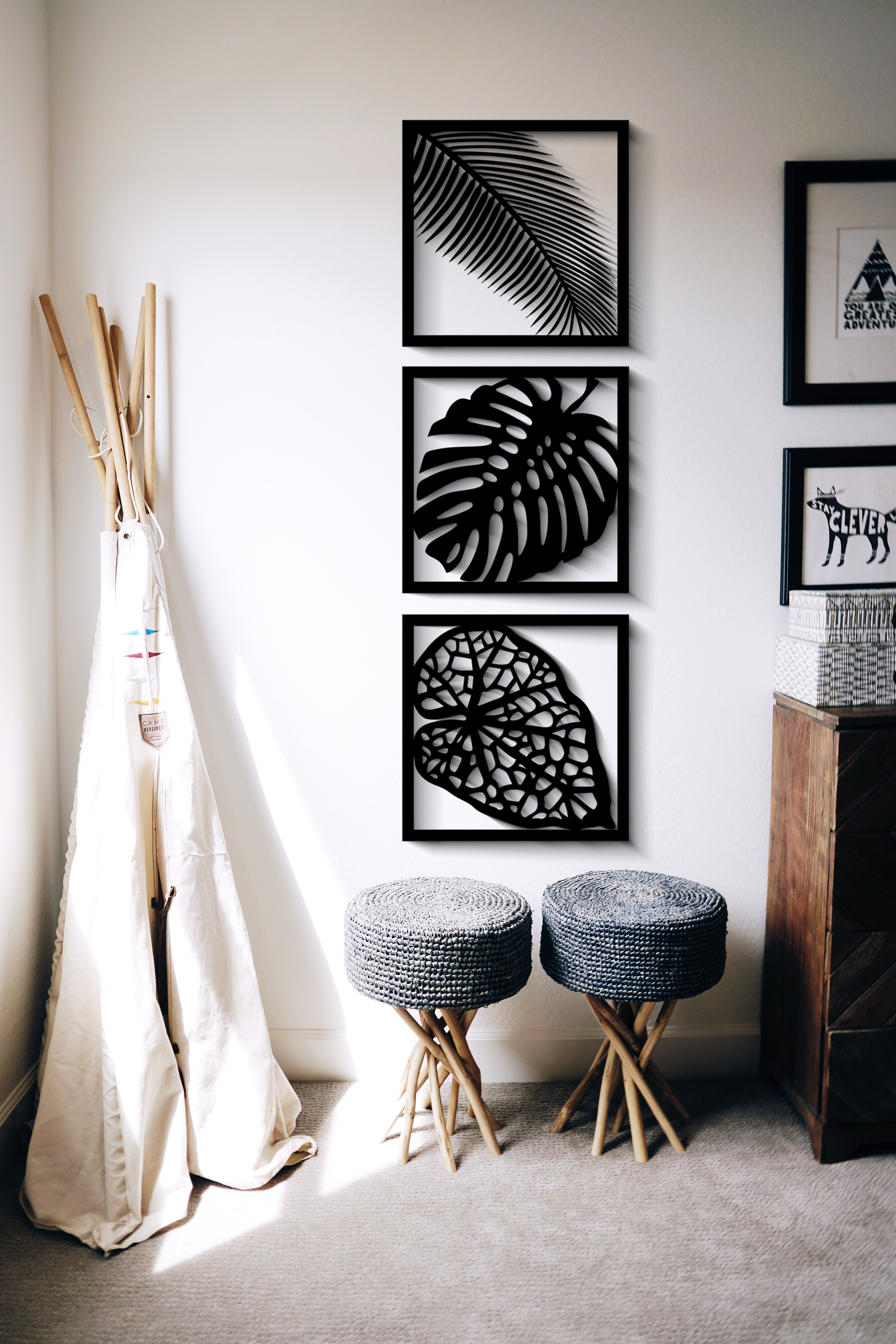 3’lü Yaprak Duvar Dekoru Seti