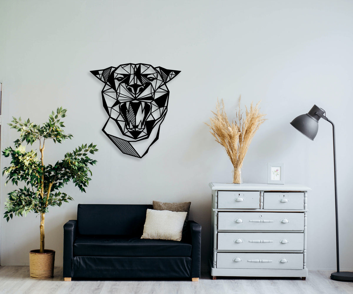 Geometrik puma duvar dekoru, salon dekorasyonu için geometrik tasarım, ürün detayı