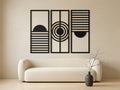 Geometrisches Sonnen- und Horizont-3er-Set Wanddekoration aus Holz