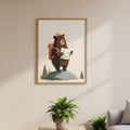 Map-Reading Camper Bear Cute Nature Poster