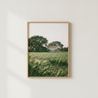 Country House and Green Field View Nature Poster