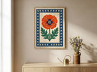 Kırmızı Gelincik Çiçeği İskandinav Folk Art Posteri