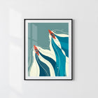 Akarsuda İki Kırmızı Kano Mid-Century Modern Posteri