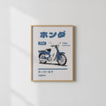 Blaues klassisches japanisches Motorrad 1966 Retro-Poster