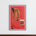 Kubistisches Männerporträt auf rotem Hintergrund Modernes Poster