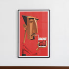 Kırmızı Zeminde Kübist Erkek Portresi Modern Poster