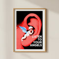 Listen to Your Angels Kırmızı Kulak ve Melek Pop Art Posteri