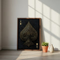 Pik-Ass schwarzes Spielkartenposter mit goldenen Details