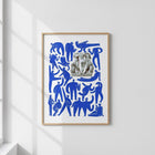 Mavi Soyut Figürler ve Antik Heykel Posteri