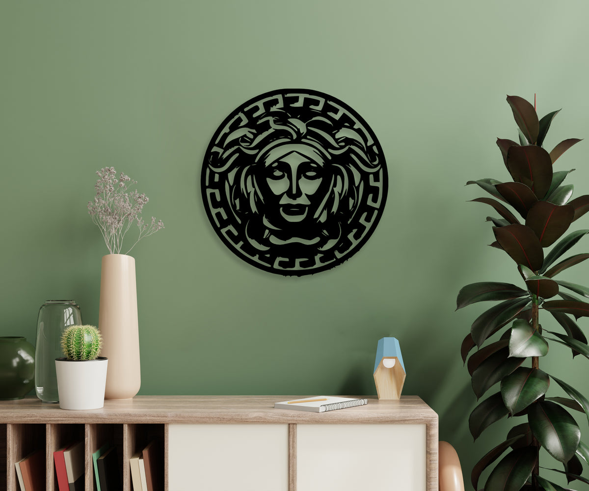 Medusa duvar dekoru, salon dekorasyonu için mitolojik tasarım, ürün detayı