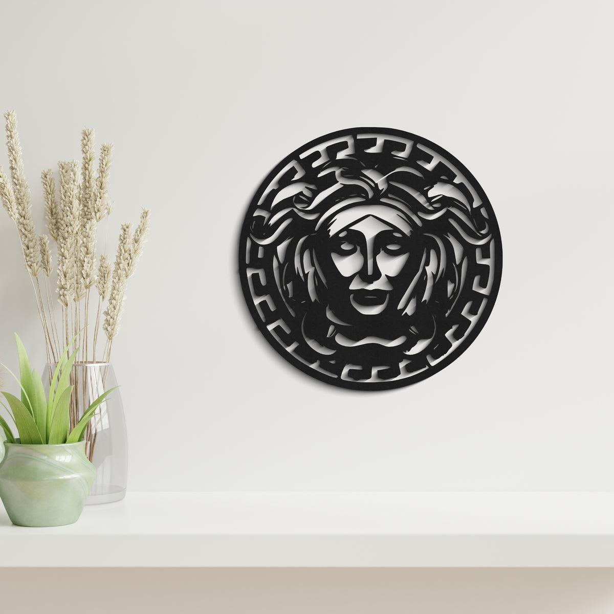 Medusa duvar dekoru, mitoloji temalı duvar sanatı, detay görünümü