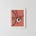 Korallenrotes minimalistisches Retro-Fahrrad-Grafikposter