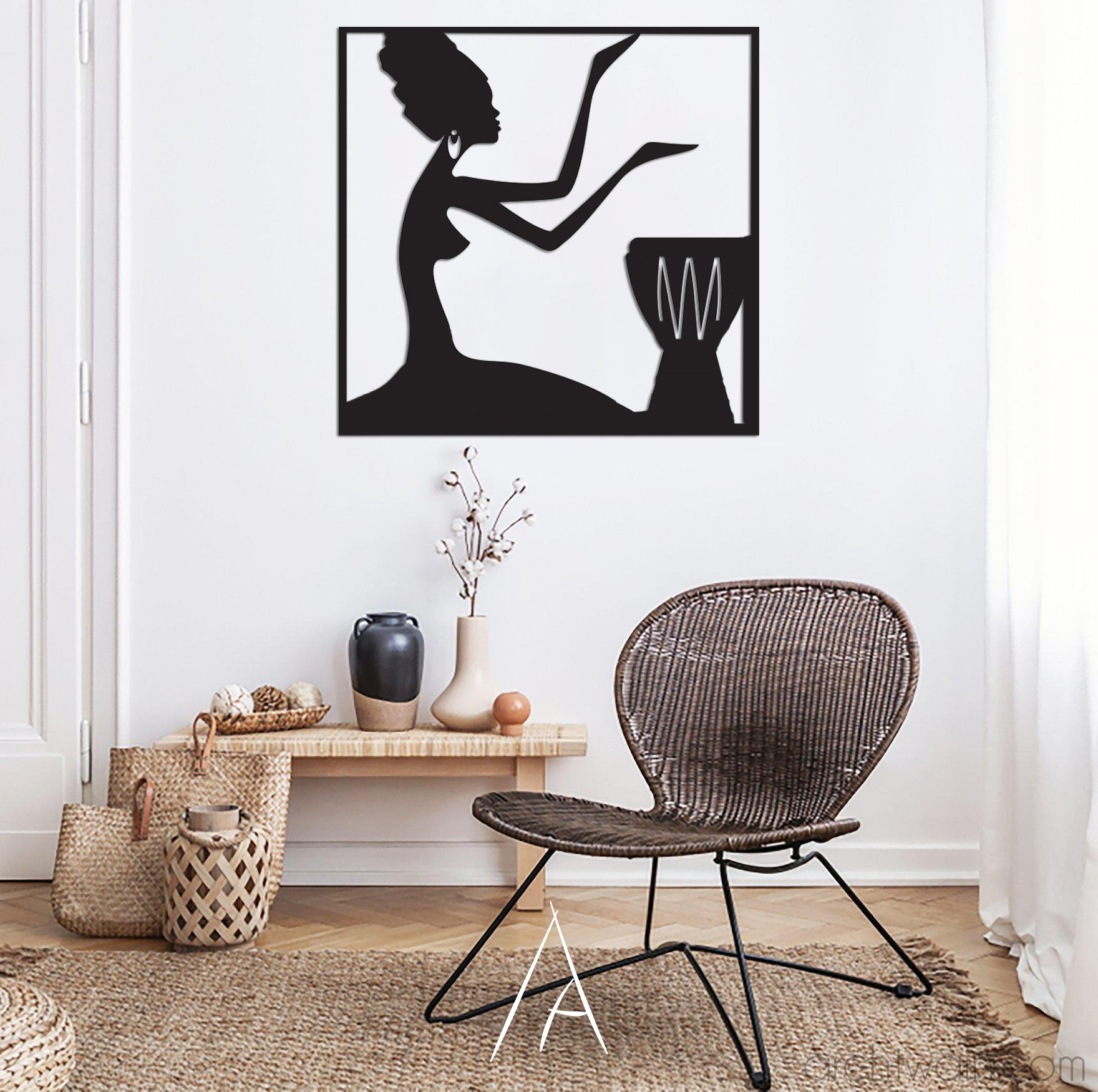 Afrikalı Kadın Ahşap Duvar Tablosu