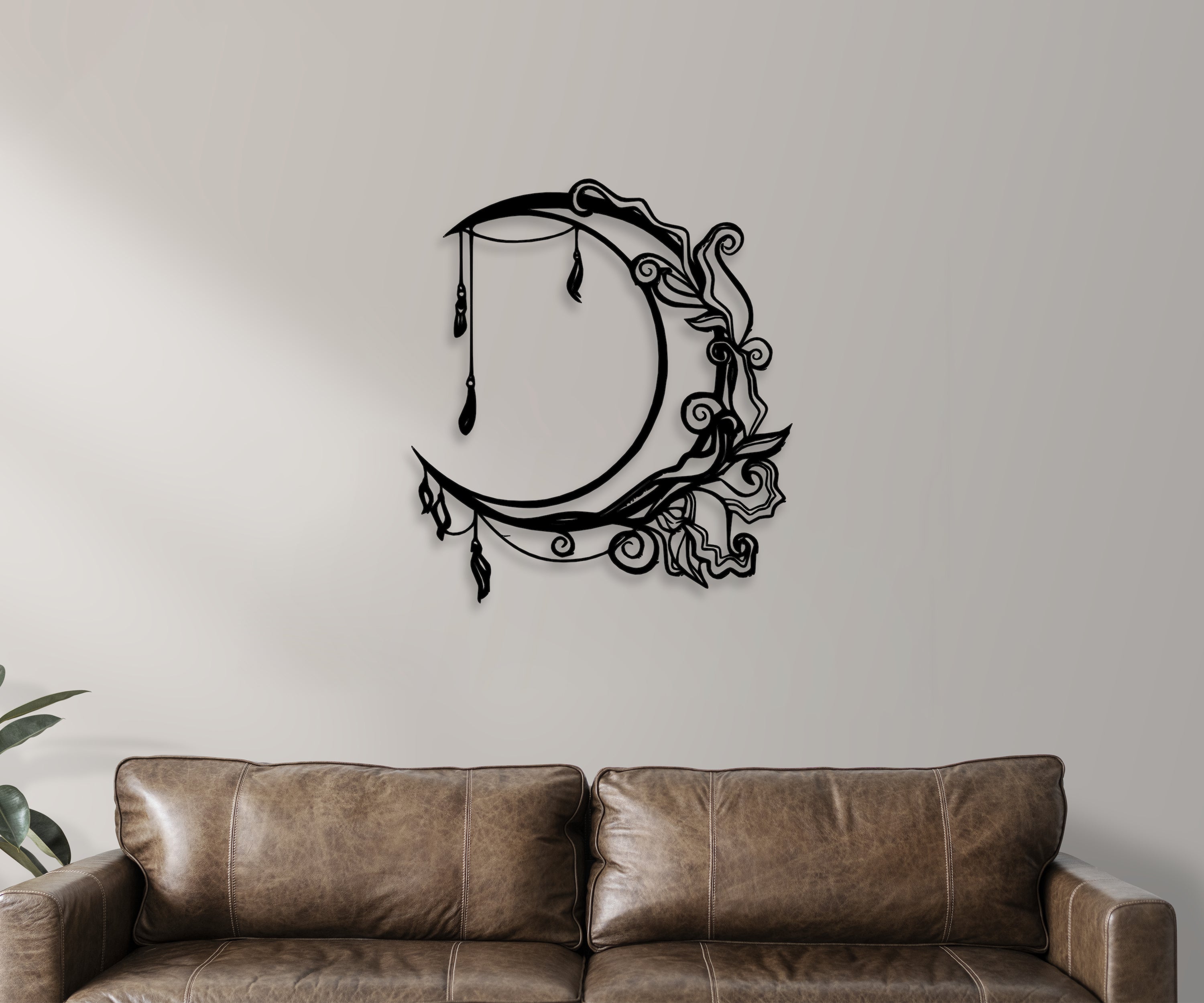 Çiçekli Hilal Ay Duvar Dekoru