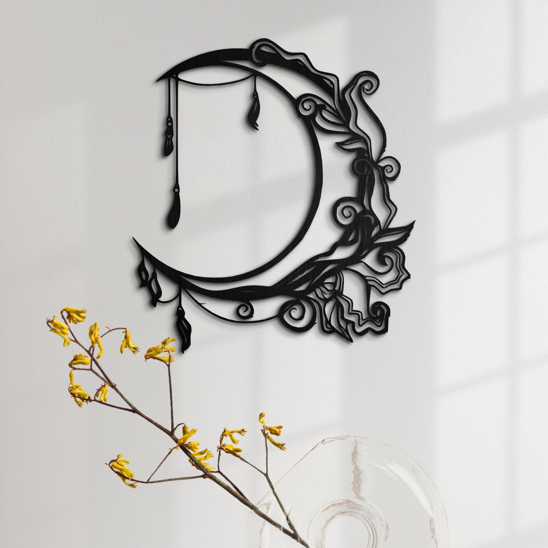 Floral Crescent Moon Wall Decor