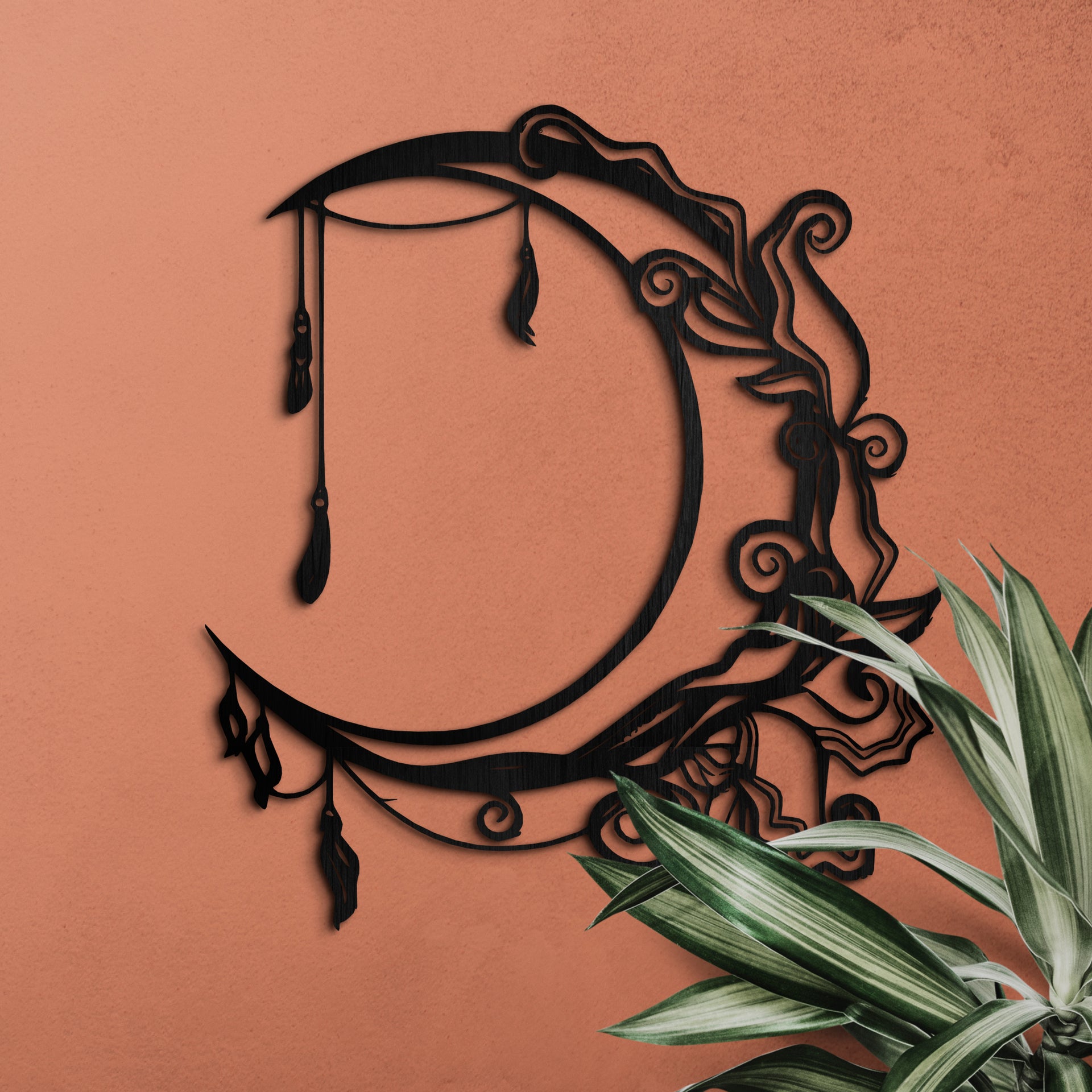 Floral Crescent Moon Wall Decor