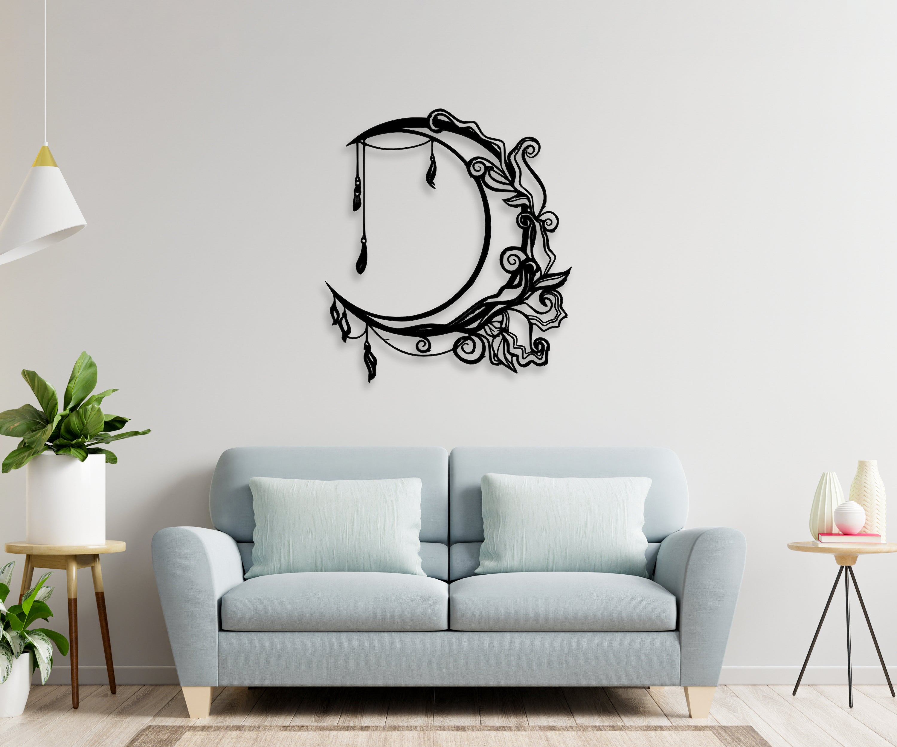 Çiçekli Hilal Ay Duvar Dekoru