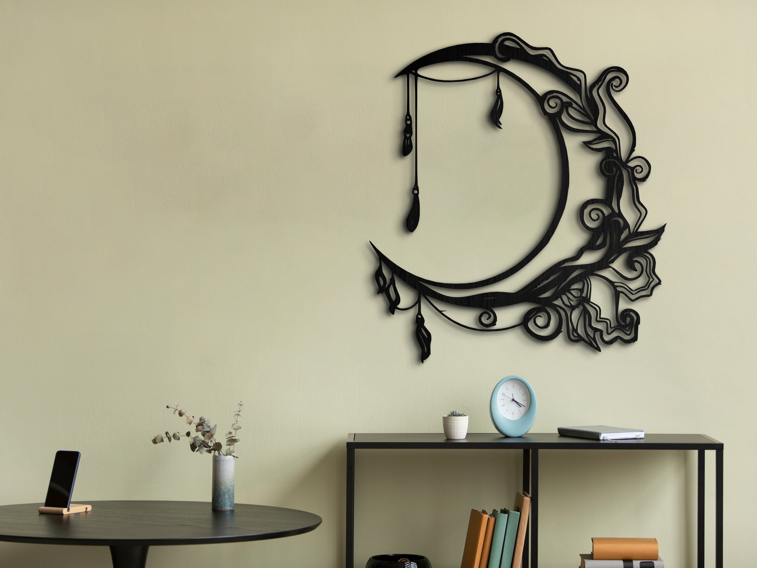 Çiçekli Hilal Ay Duvar Dekoru