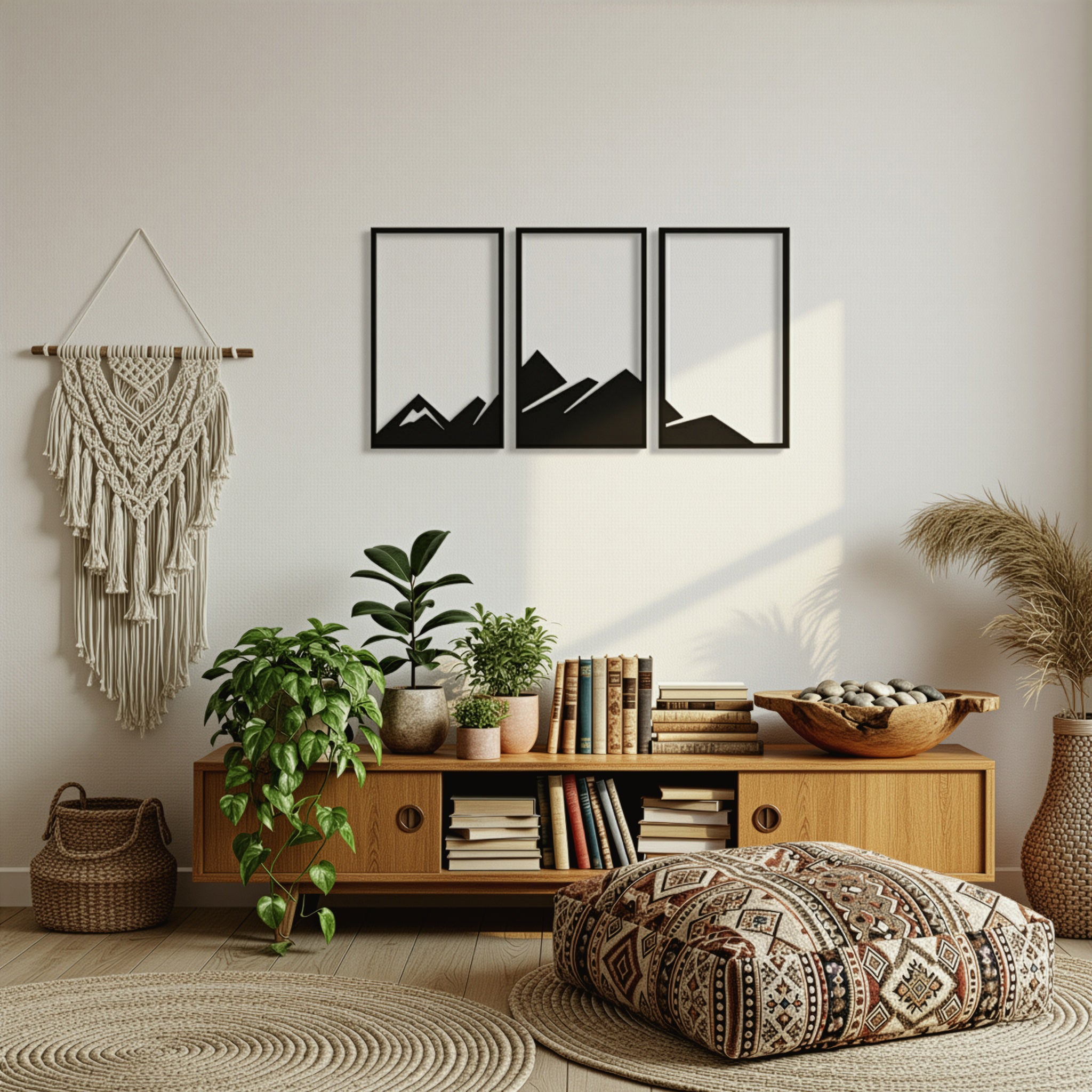 Geometrik Dağlar 3’lü Duvar Dekoru Seti