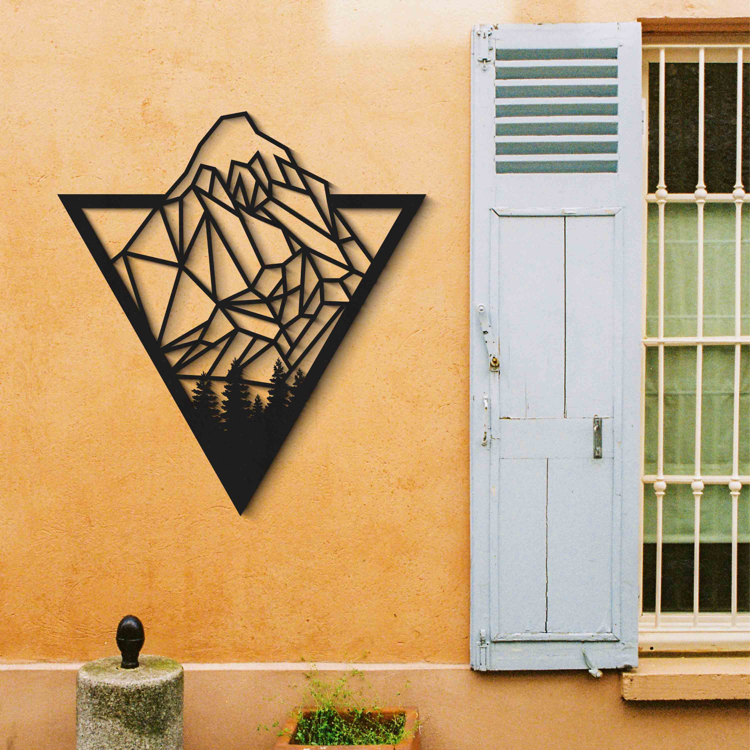 Geometrik Dağ & Orman Ahşap Duvar Dekoru