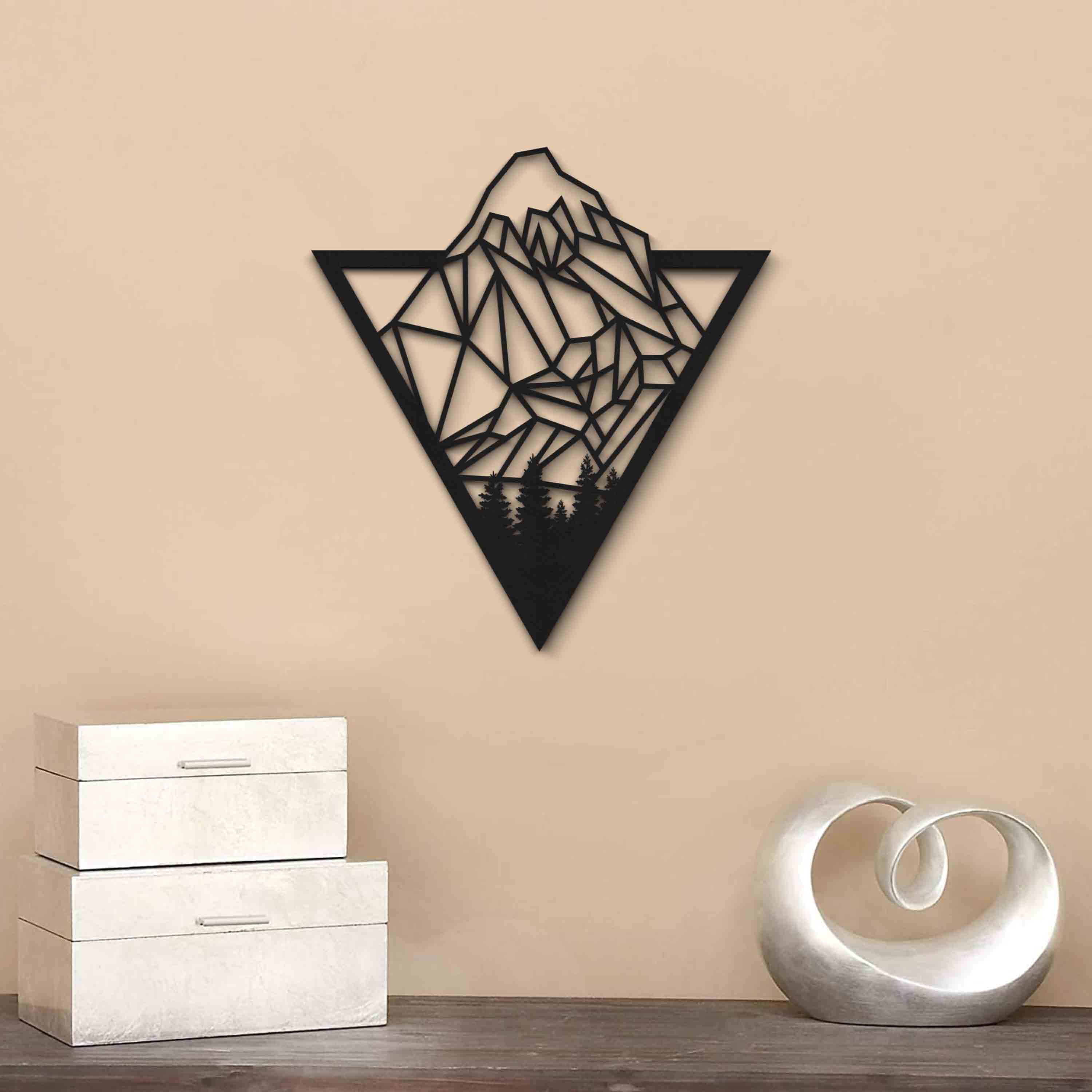 Geometrik Dağ & Orman Ahşap Duvar Dekoru