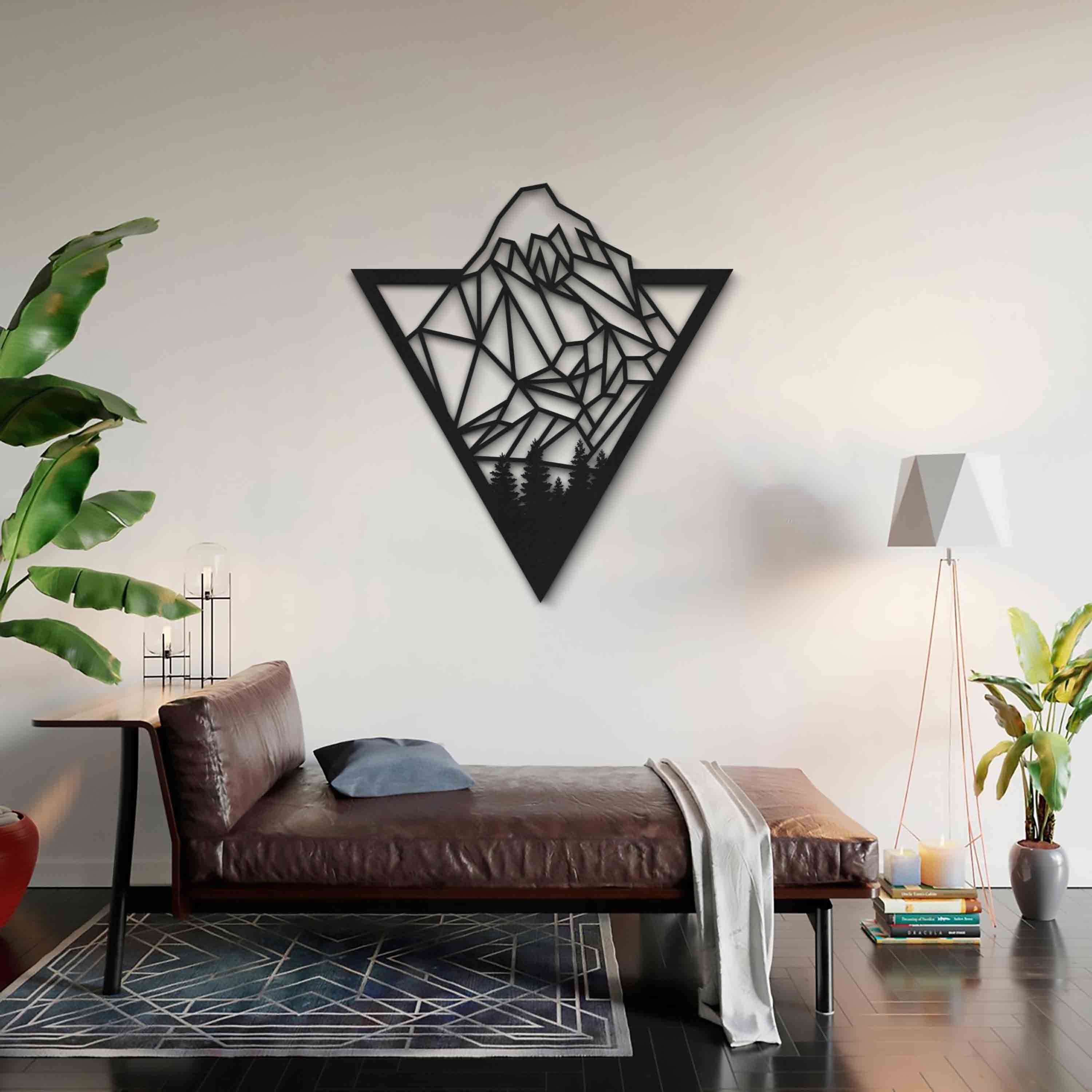 Geometrik Dağ & Orman Ahşap Duvar Dekoru