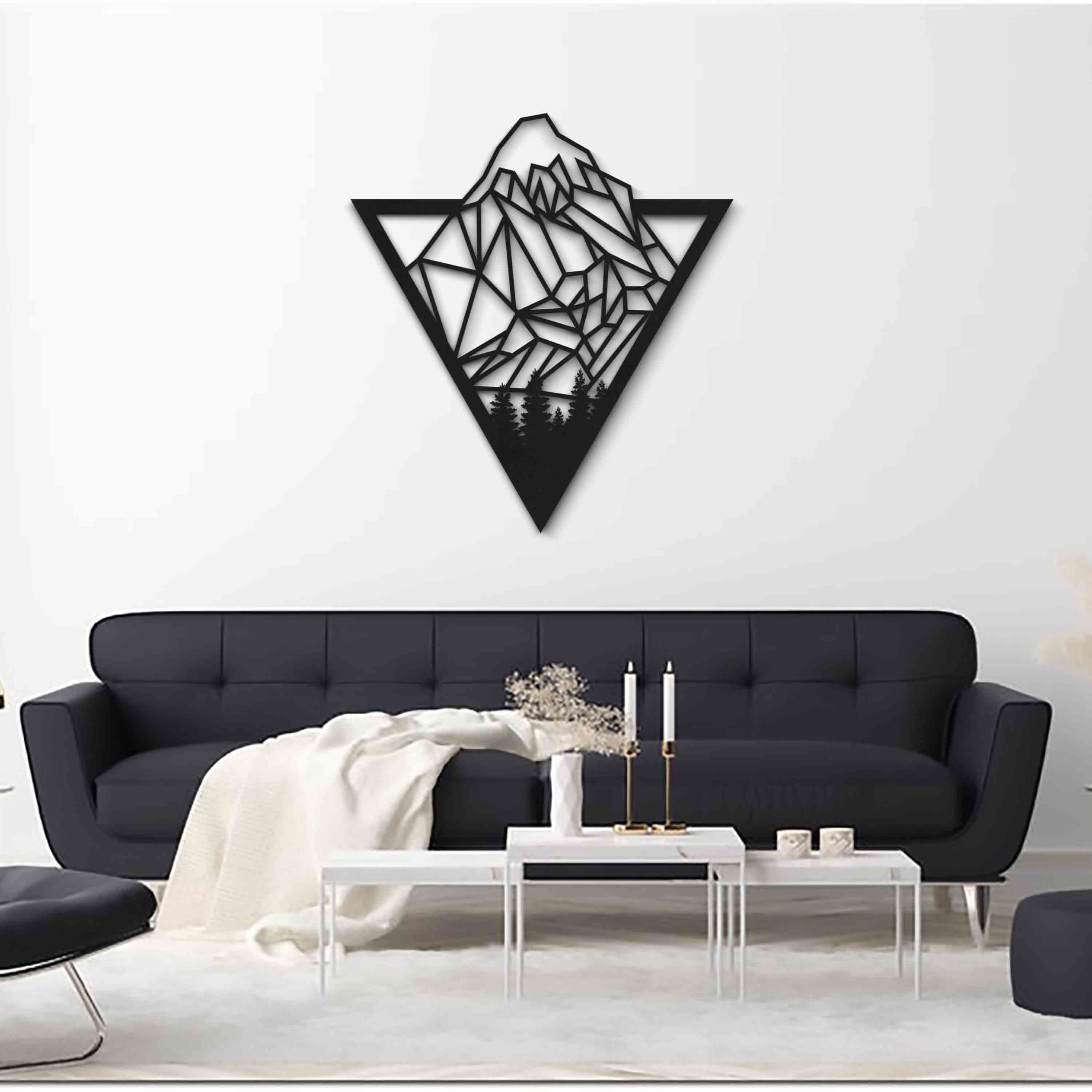 Geometrik Dağ & Orman Ahşap Duvar Dekoru