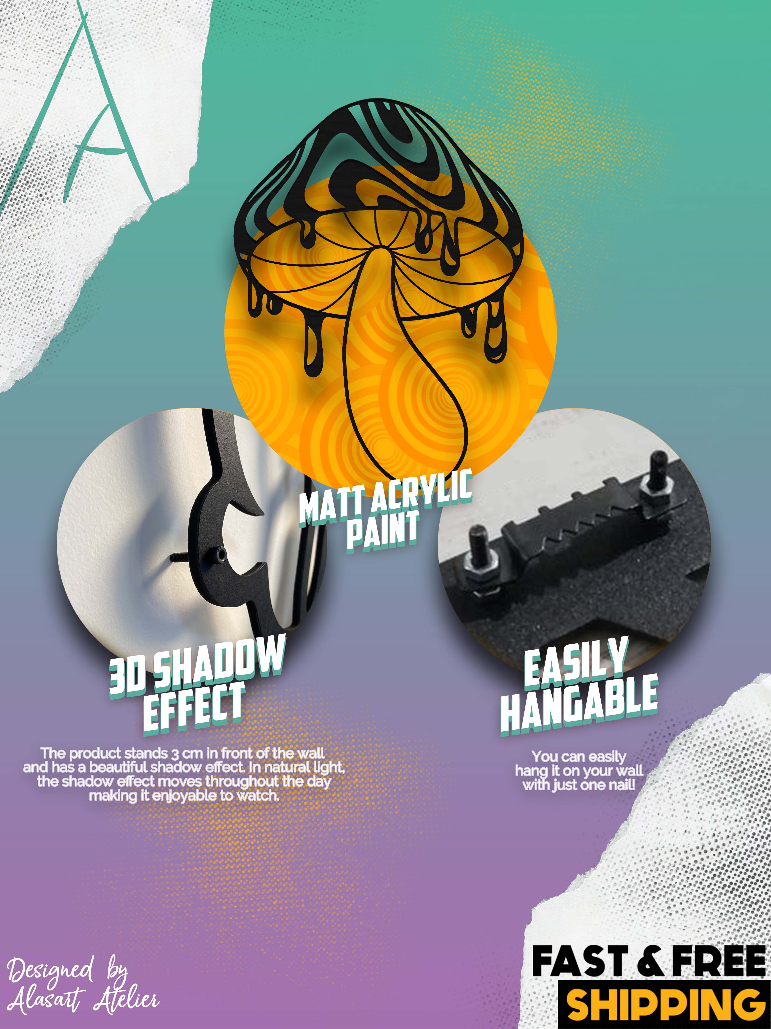 Psikedelik Mantar Duvar Dekoru