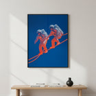Neon Çizgide Yürüyen Astronotlar Uzay Posteri