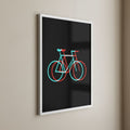 Neon Light Bicycle Minimalist Poster with Black Background