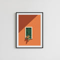 Man Playing Guitar by Window Mediterranean Poster