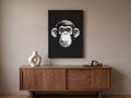 Pixel-Art Schimpansen-Porträt 8-Bit Schwarz-Weiß-Poster