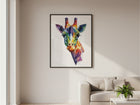 Renkli Geometrik Zürafa Portresi Posteri