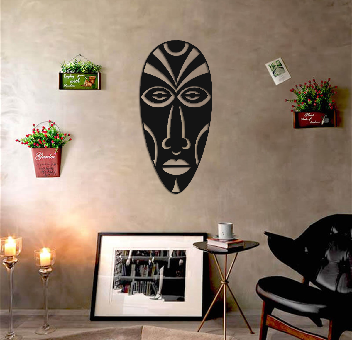 Afrika Maskesi Ahşap Duvar Dekoru