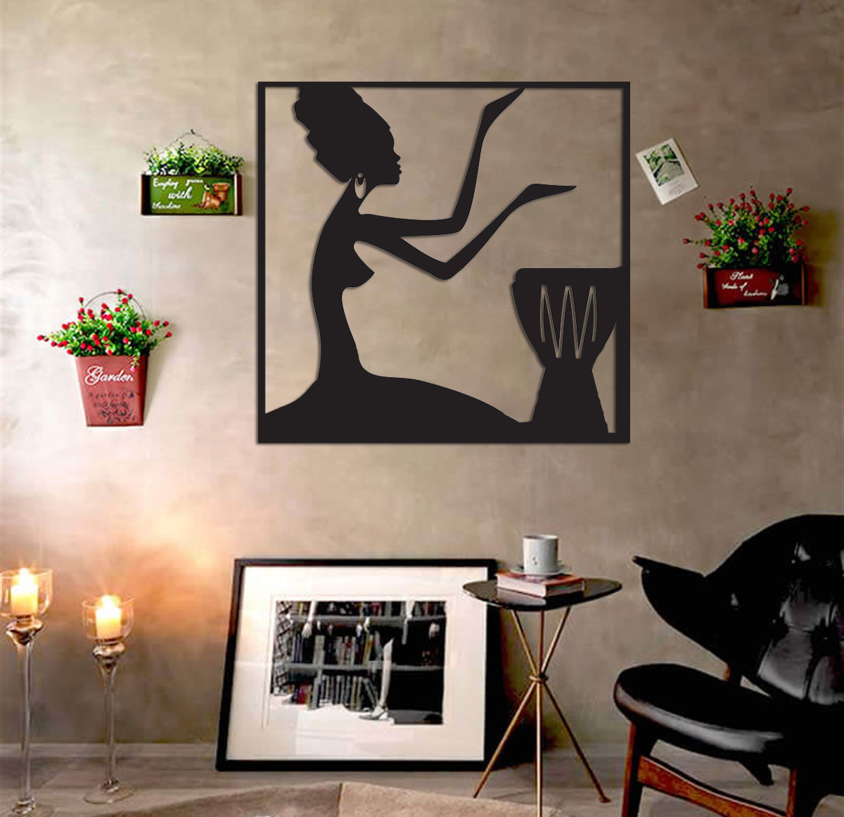 Afrikalı Kadın Ahşap Duvar Tablosu