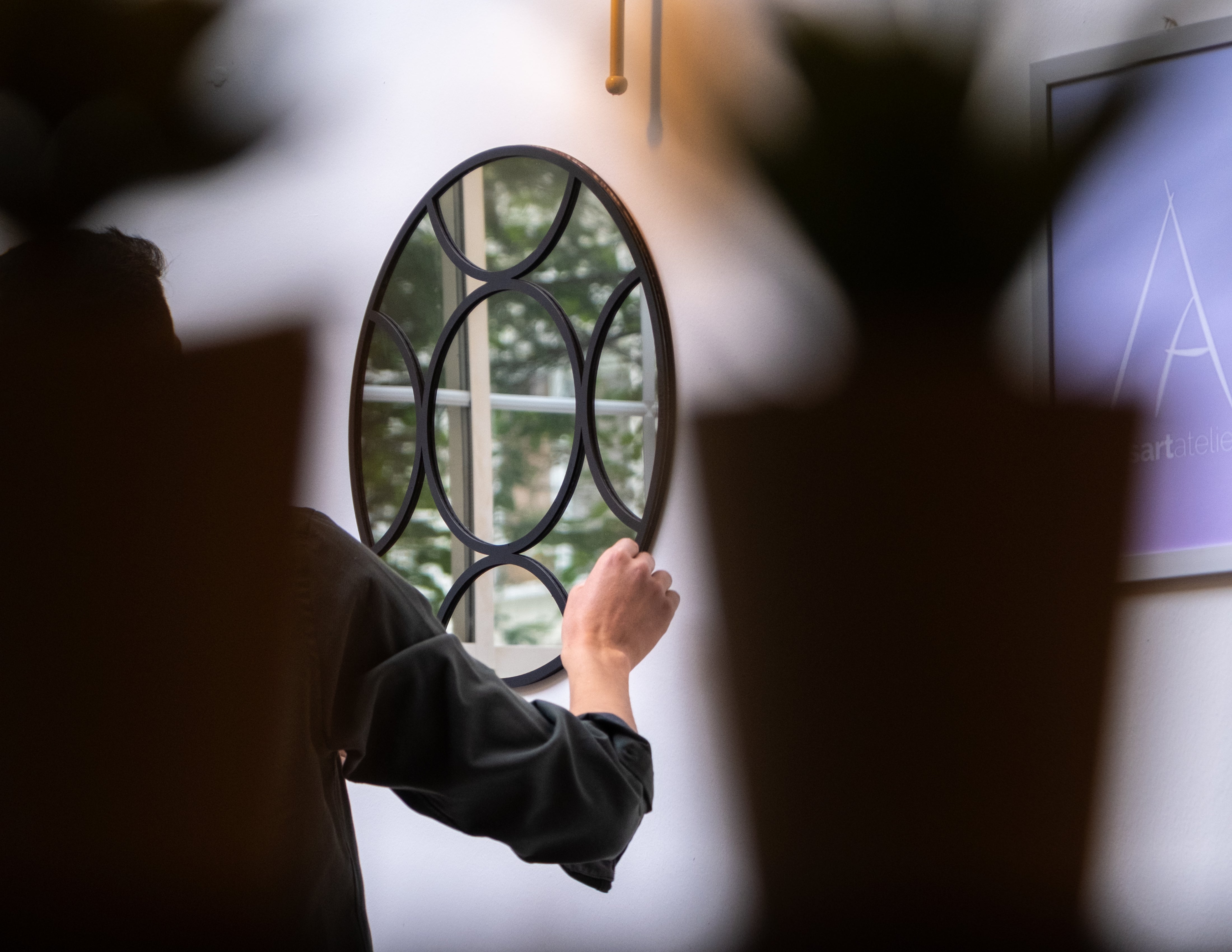 Geometrik Daire Motifli Yuvarlak Duvar Aynası